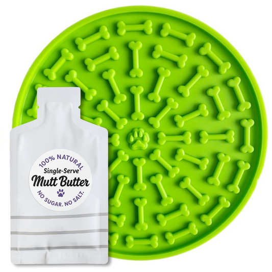 Lick Mat with Single Serving Mutt Butter - For Play, Bath, Fun Times