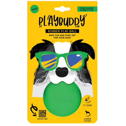 PlayBuddy Ball – for dogs who love to fetch and chew (Small or Large)