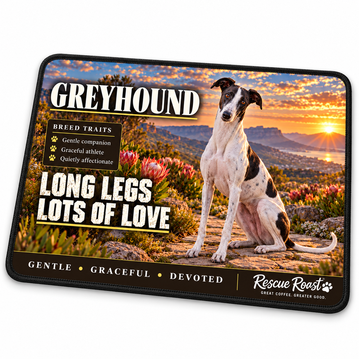 Rescue Roast® Greyhound – Long Legs, Lots of Love Mousepad
