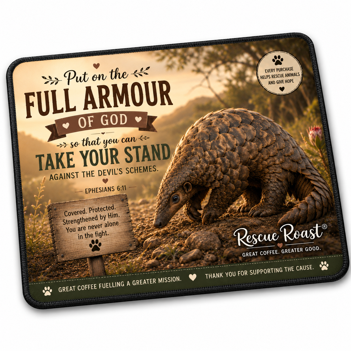 Rescue Roast® Pangolin Scripture Mousepad