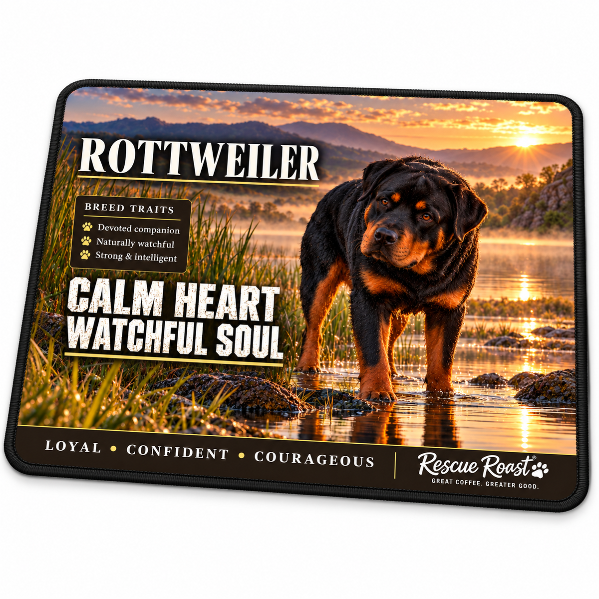 Rescue Roast® Rottweiler – Calm Heart, Watchful Soul Mousepad