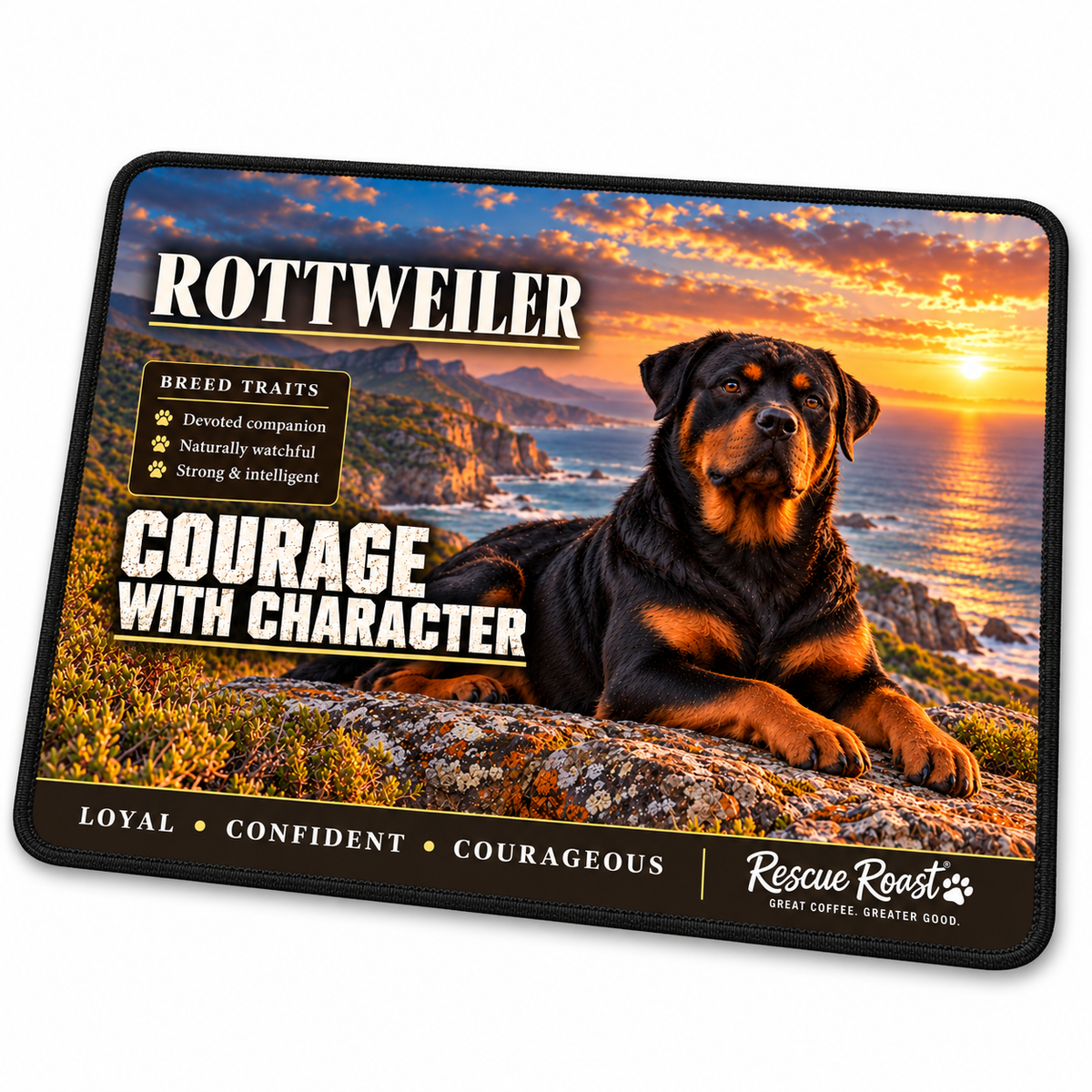 Rescue Roast® Rottweiler – Courage With Character Mousepad