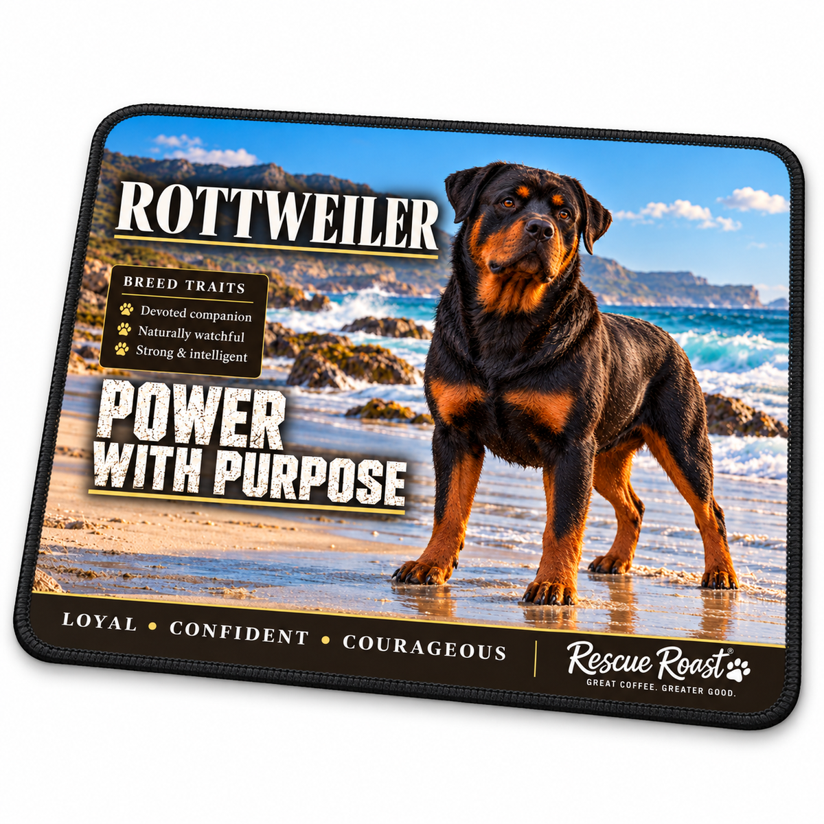 Rescue Roast® Rottweiler – Power With Purpose Mousepad