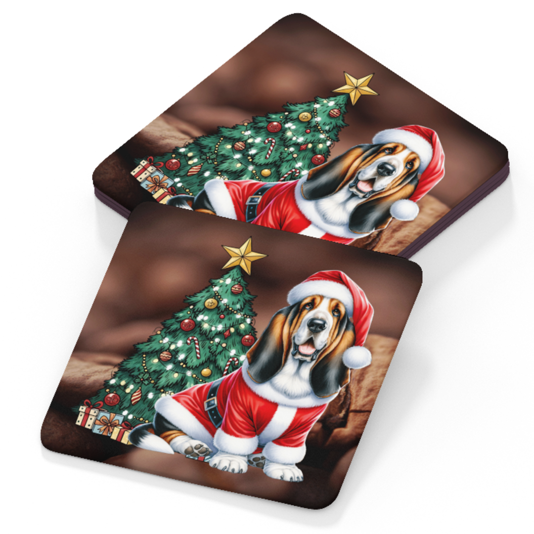 Basset Coaster - Christmas Design A