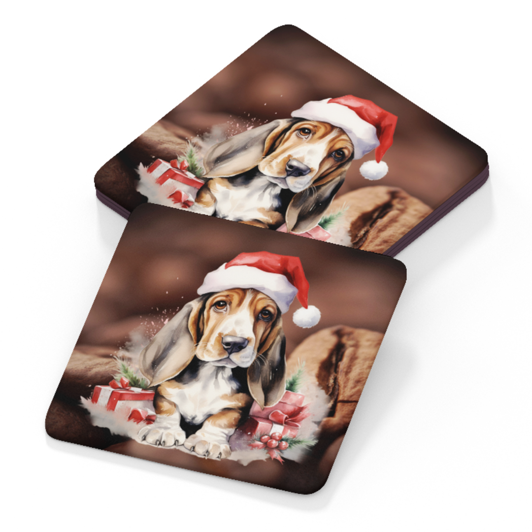 Basset Coaster - Christmas Design C