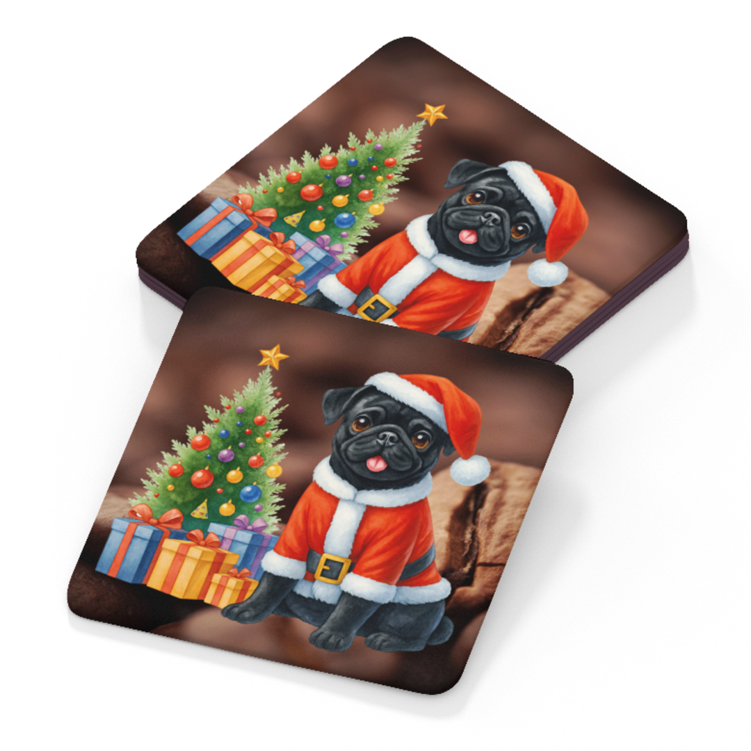 Pug Coaster - Christmas Design A