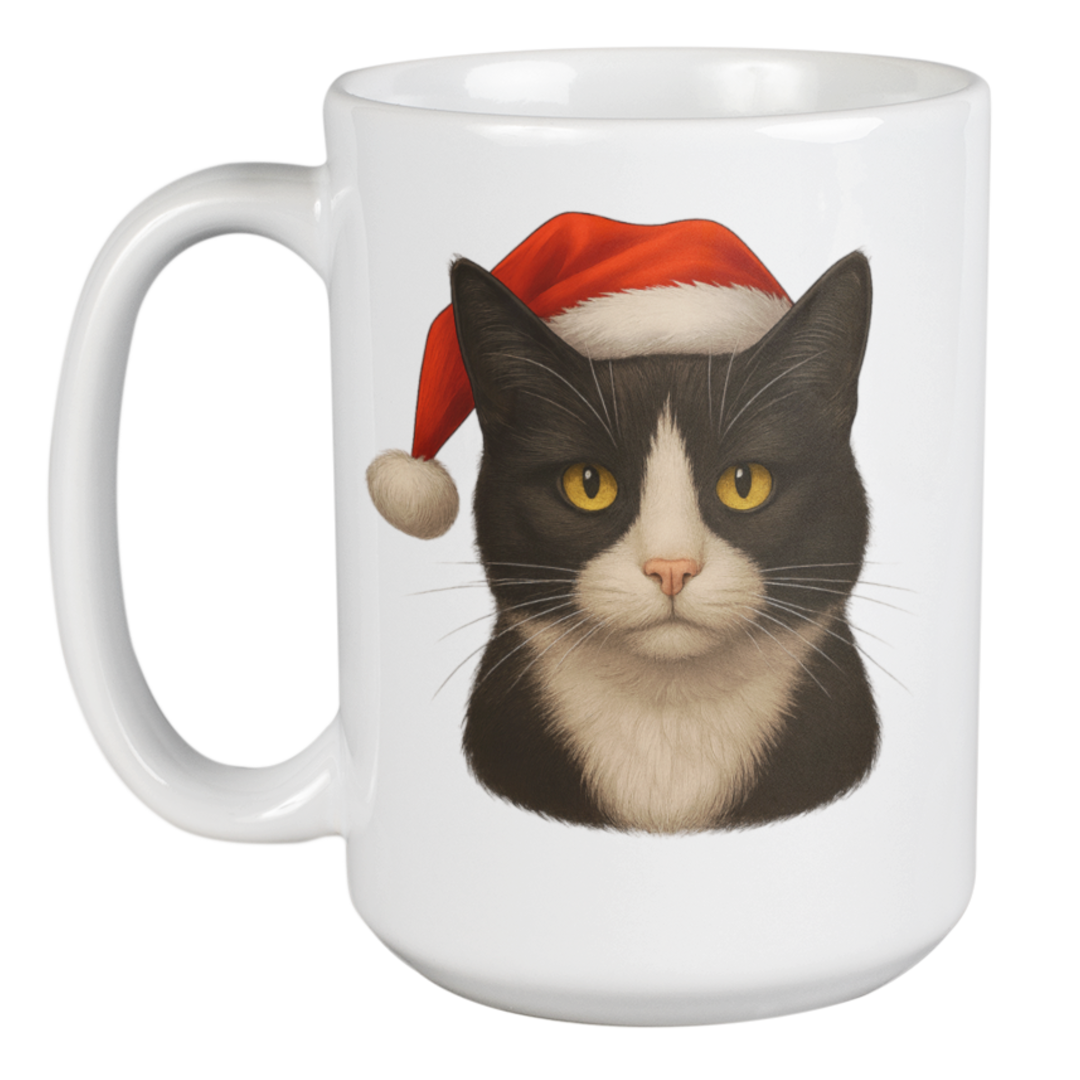 450ml Christmas Mug - Tuxedo Cat