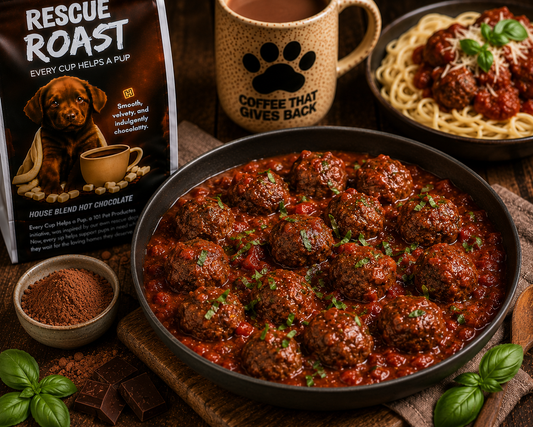 Hot Chocolate Beef Meatballs in Rich Tomato Sauce