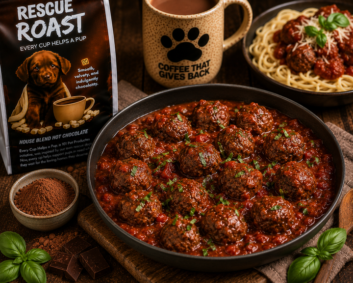 Hot Chocolate Beef Meatballs in Rich Tomato Sauce