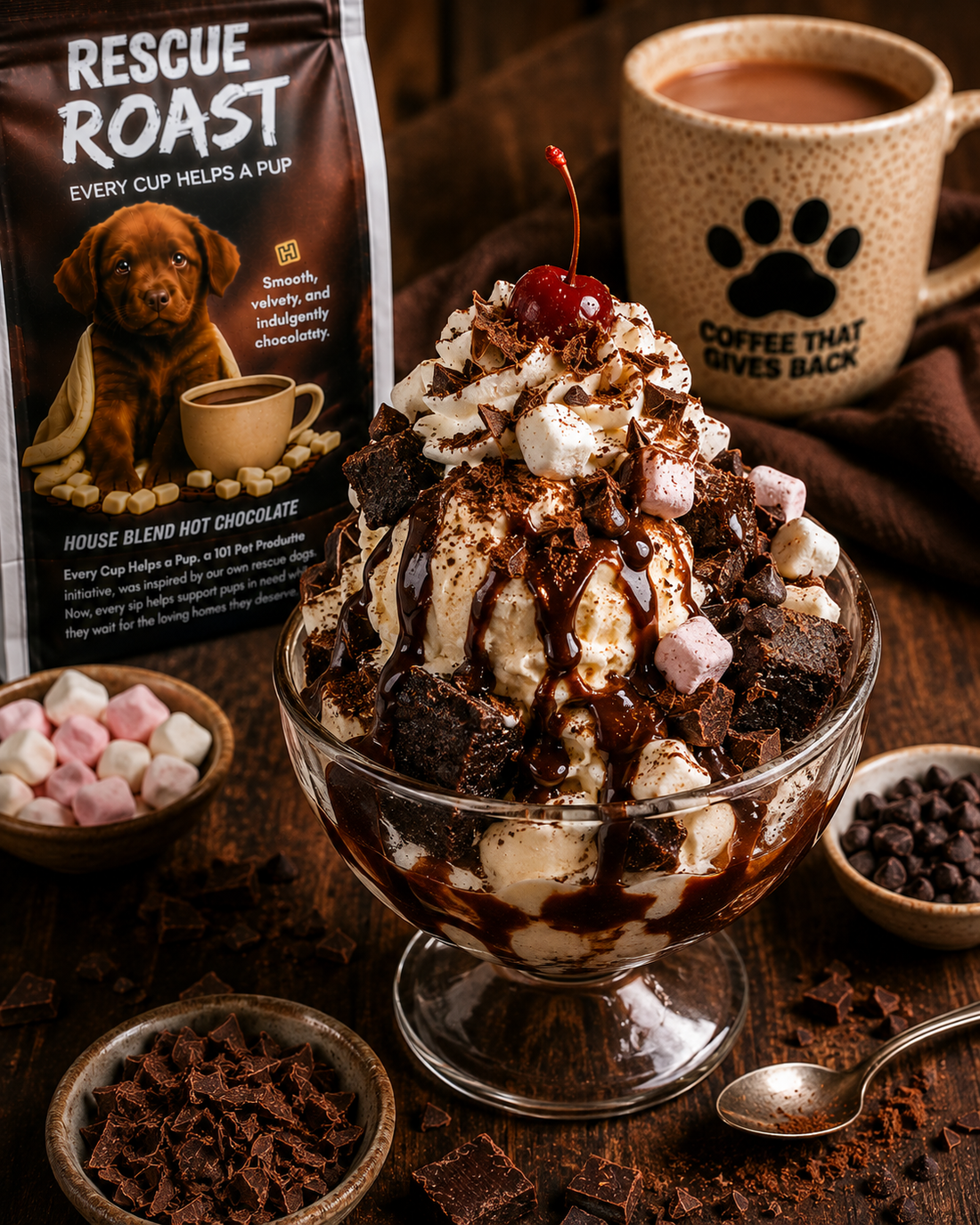Hot Chocolate Brownie Ice Cream Sundae