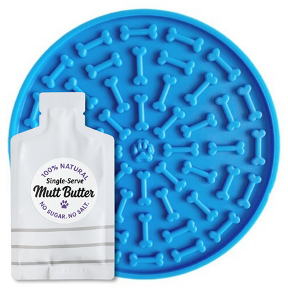 Lick Mat with Single Serving Mutt Butter - For Play,   Bath, Fun Times