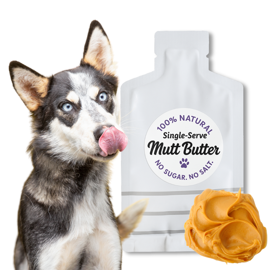 Lick Mat with Single Serving Mutt Butter - For Play,   Bath, Fun Times