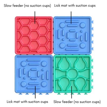 4-block Lick Mat Slow Feeder Combo + 250g Mutelo Spread for Licking Fun