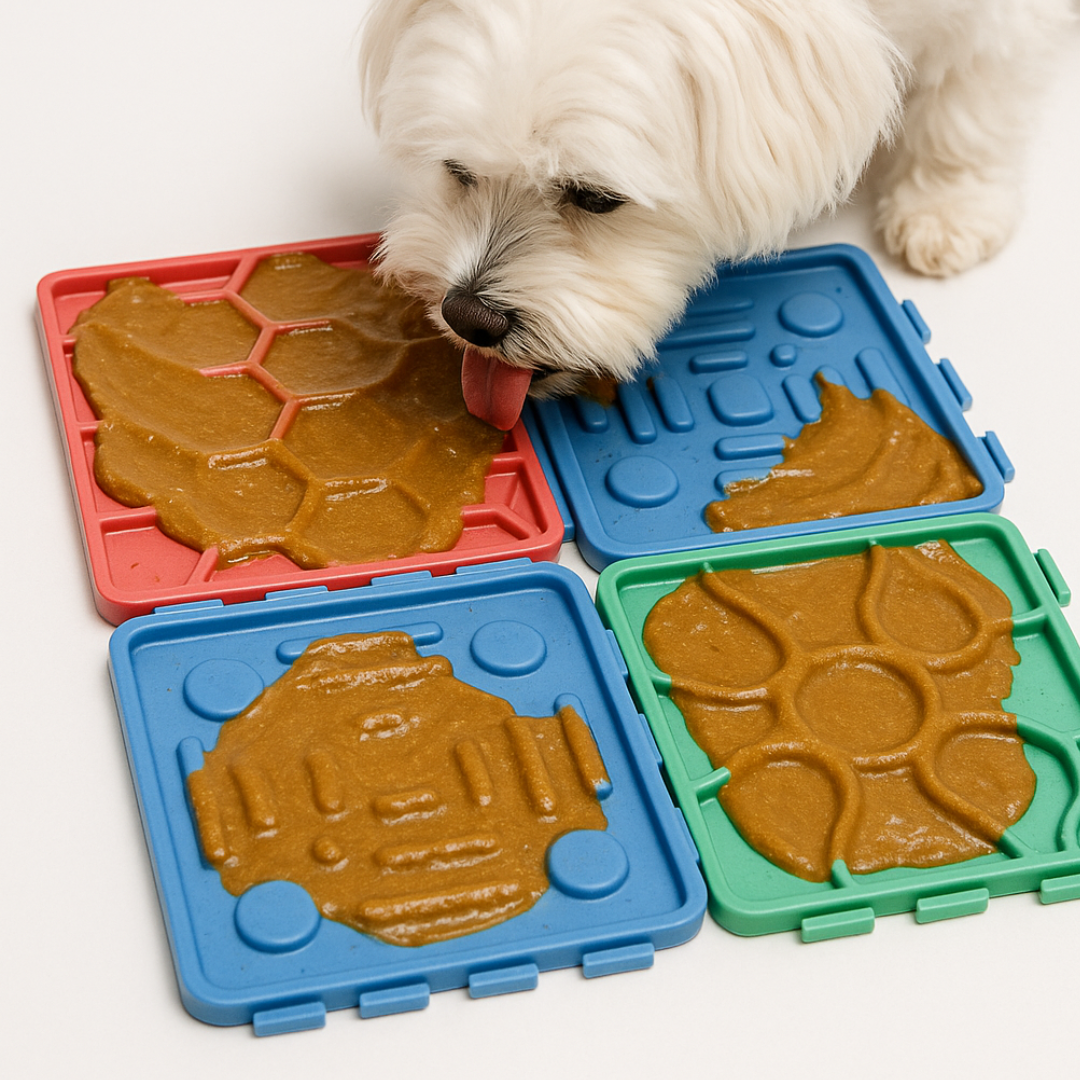 4-block Lick Mat Slow Feeder Combo + 250g Mutelo Spread for Licking Fun