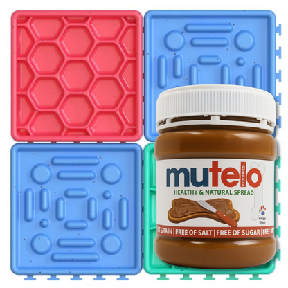 4-block Lick Mat Slow Feeder Combo + 250g Mutelo Spread for Licking Fun