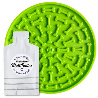 Lick Mat with Single Serving Mutt Butter - For Play,   Bath, Fun Times