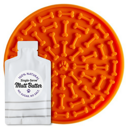 Lick Mat with Single Serving Mutt Butter - For Play,   Bath, Fun Times