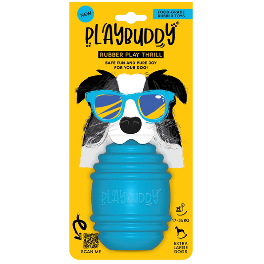 PlayBuddy Rubber Thrill – for dogs that love to chase, chew, and be challenged (M/L/XL)