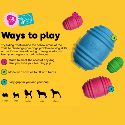 PlayBuddy Rubber Thrill – for dogs that love to chase, chew, and be challenged (M/L/XL)