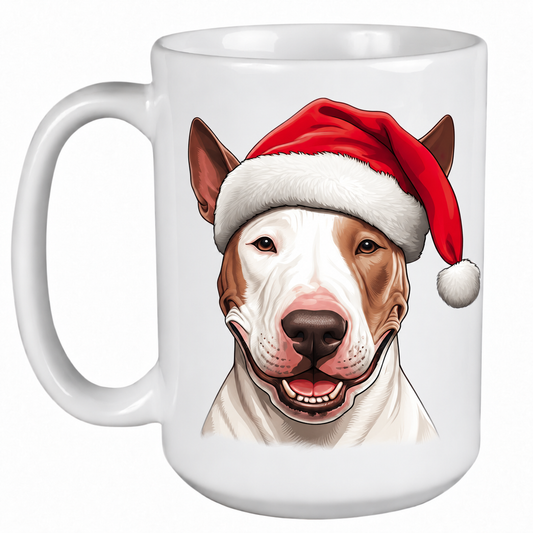 Bull Terrier White and Brown (Face) - 450ml Christmas Mug