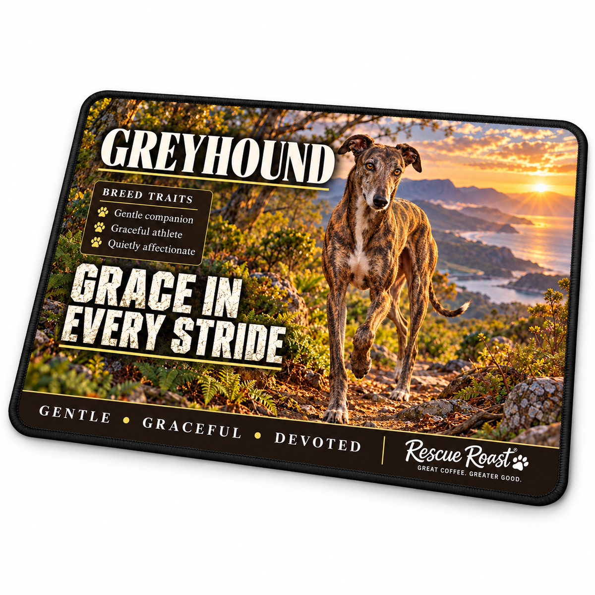 Rescue Roast® Greyhound – Grace in Every Stride Mousepad