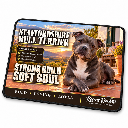 Rescue Roast® Staffordshire Bull Terrier – Strong Build, Soft Soul Mousepad