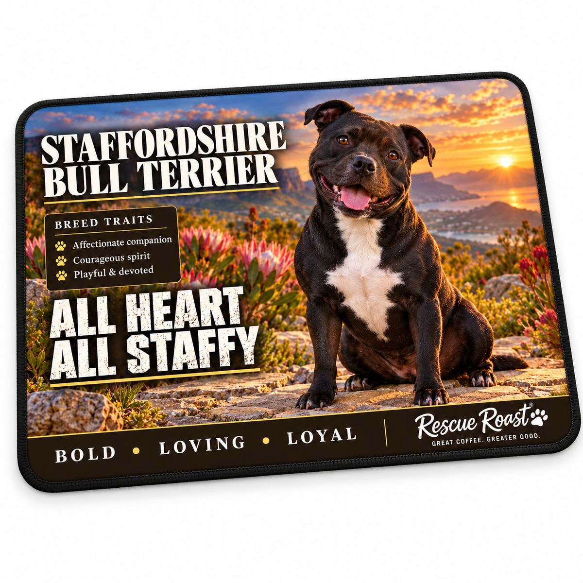 Rescue Roast® Staffordshire Bull Terrier – All Heart, All Staffy Mousepad