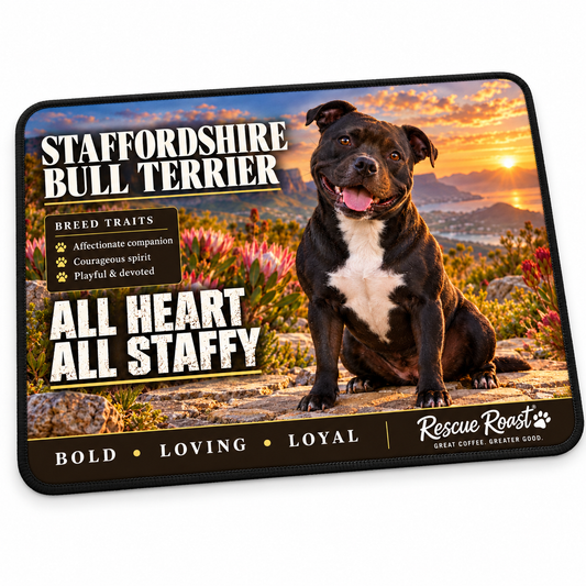 Rescue Roast® Staffordshire Bull Terrier – All Heart, All Staffy Mousepad