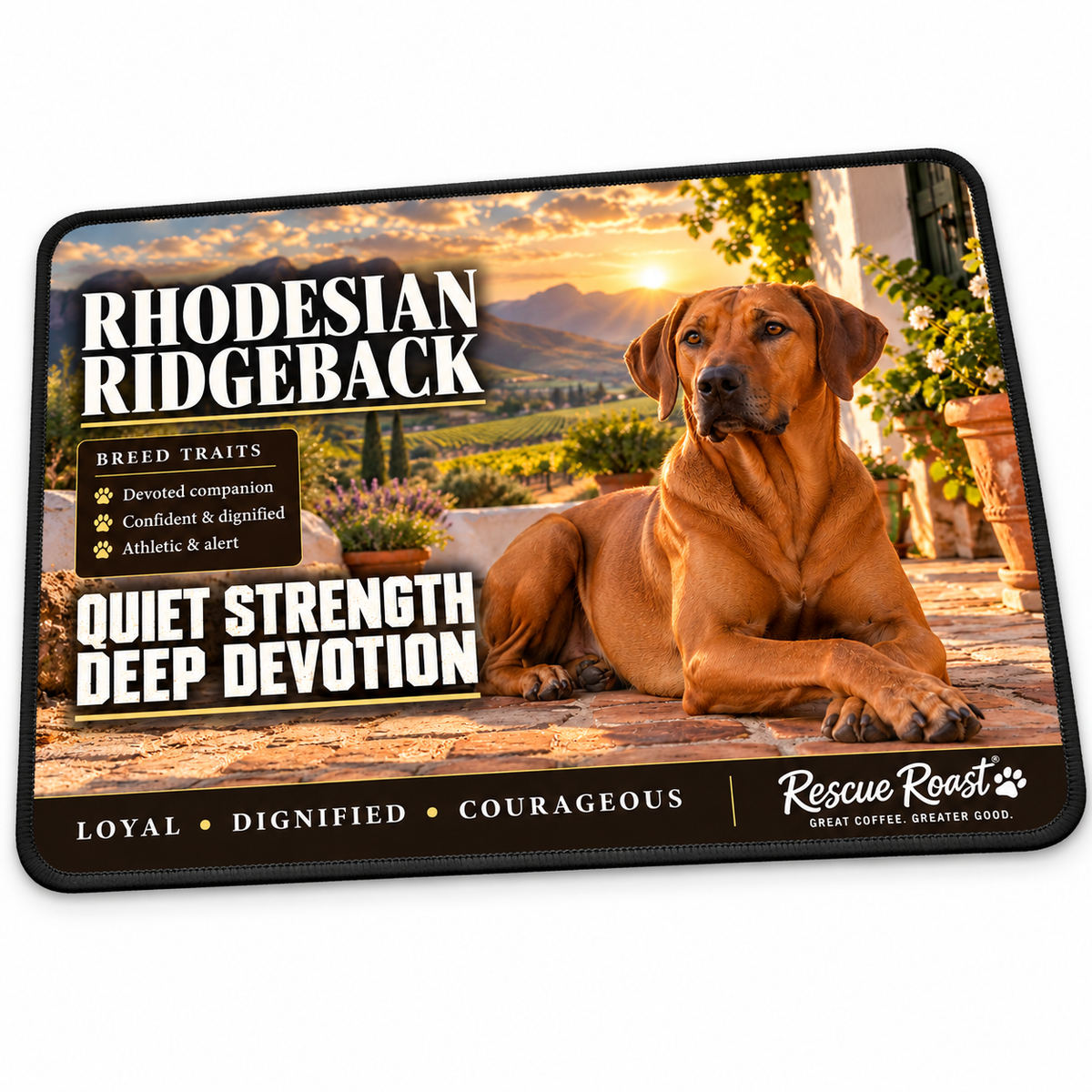 Rescue Roast® Rhodesian Ridgeback – Quiet Strength, Deep Devotion Mousepad