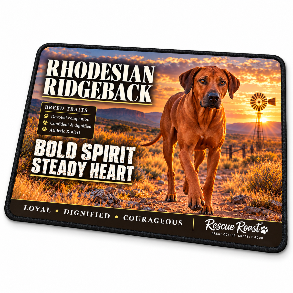 Rescue Roast® Rhodesian Ridgeback – Bold Spirit, Steady Heart Mousepad
