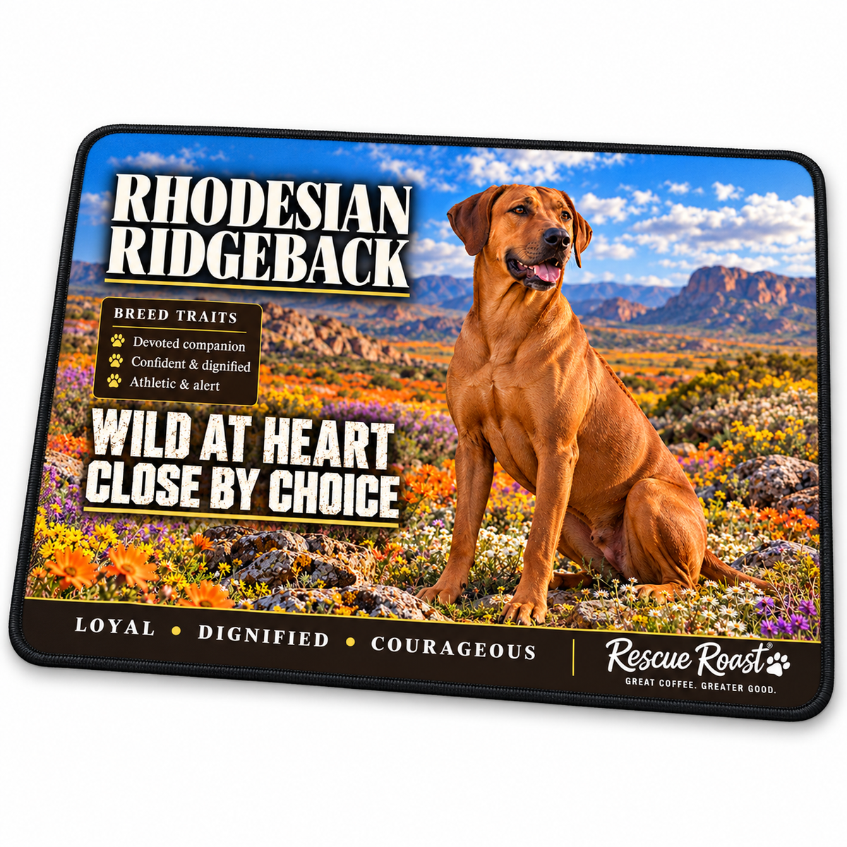 Rescue Roast® Rhodesian Ridgeback – Wild at Heart, Close by Choice Mousepad