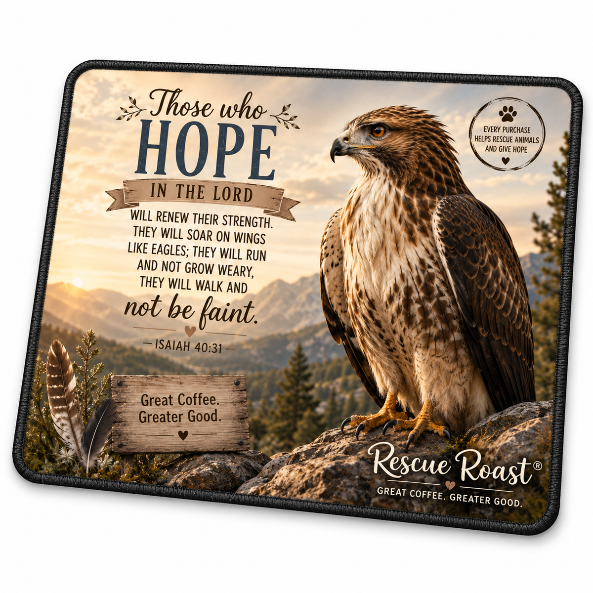 Rescue Roast® Bird of Prey Scripture Mousepad