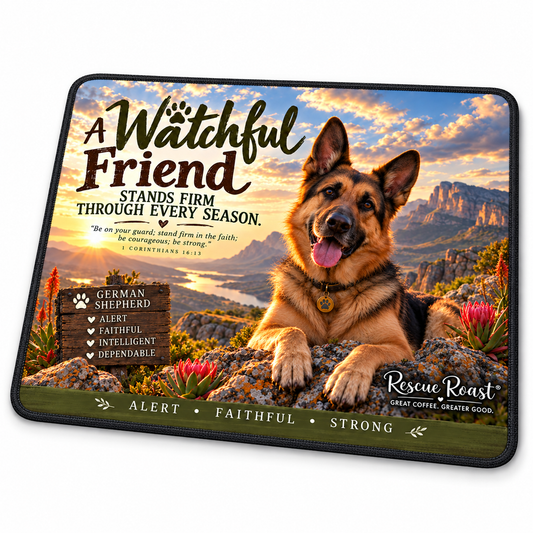 Rescue Roast® German Shepherd Scripture Mousepad