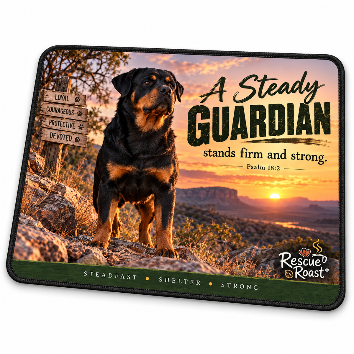 Rescue Roast® Rottweiler Scripture Mousepad