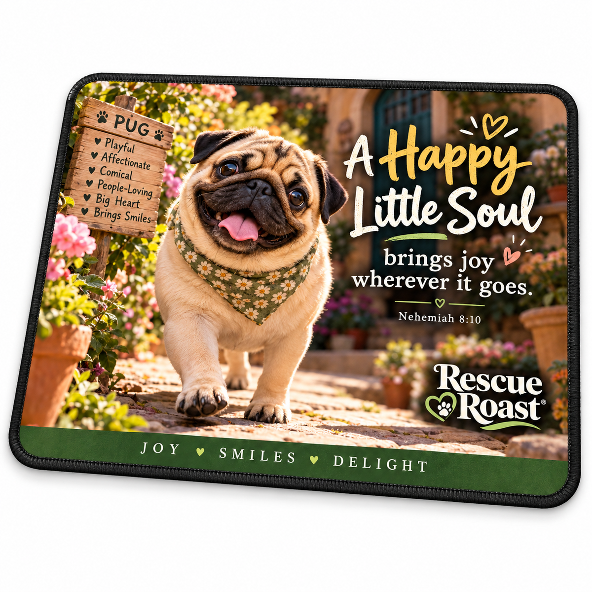 Rescue Roast® Pug Scripture Mousepad