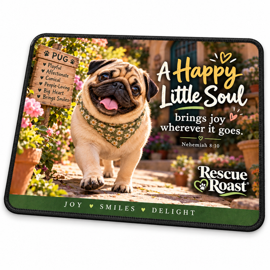 Rescue Roast® Pug Scripture Mousepad