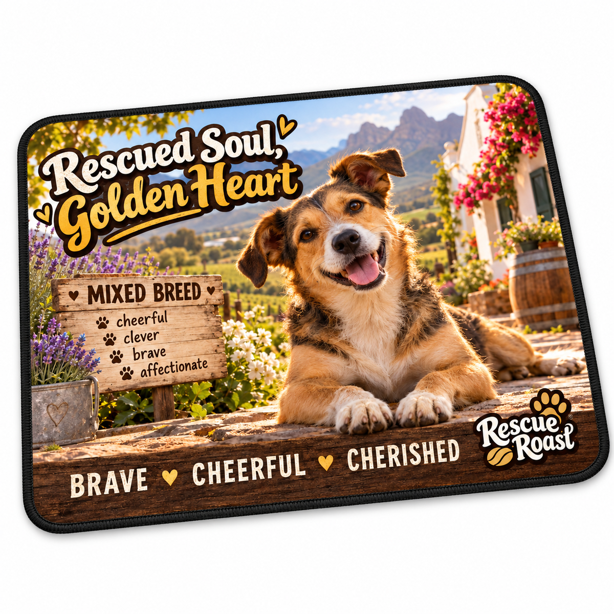 Rescue Roast® Mixed Breed – Rescued Soul, Golden Heart Mousepad