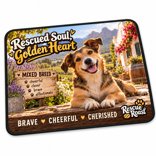 Rescue Roast® Mixed Breed – Rescued Soul, Golden Heart Mousepad