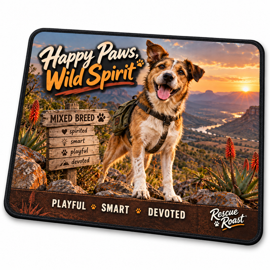 Rescue Roast® Mixed Breed – Happy Paws, Wild Spirit Mousepad