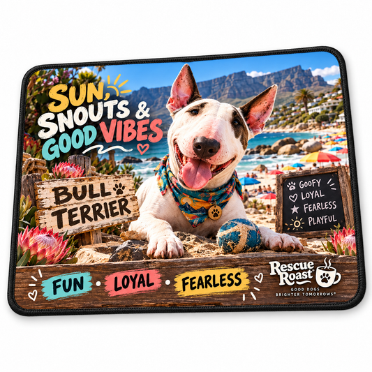 Rescue Roast® Bull Terrier – Sun, Snouts & Good Vibes Mousepad
