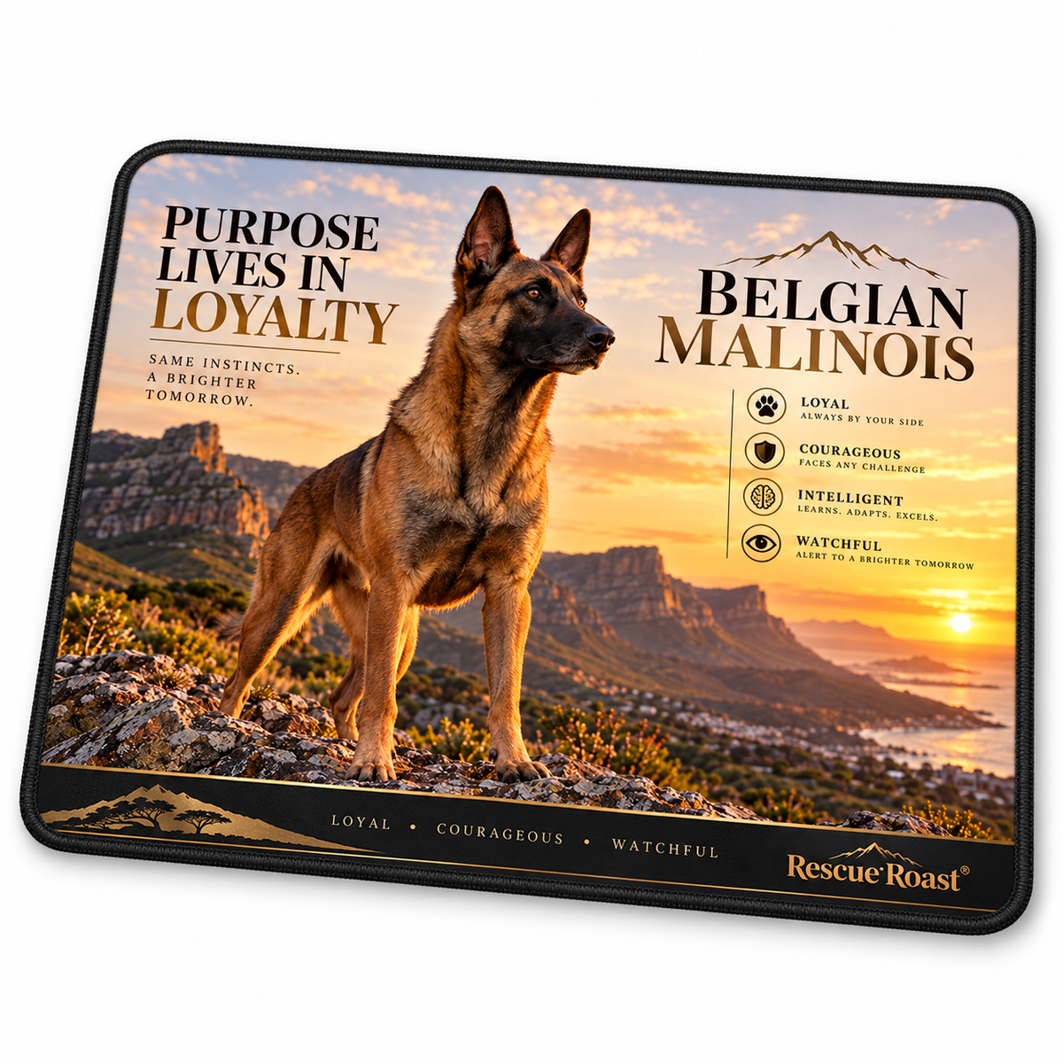 Rescue Roast® Belgian Malinois – Purpose Lives in Loyalty Mousepad