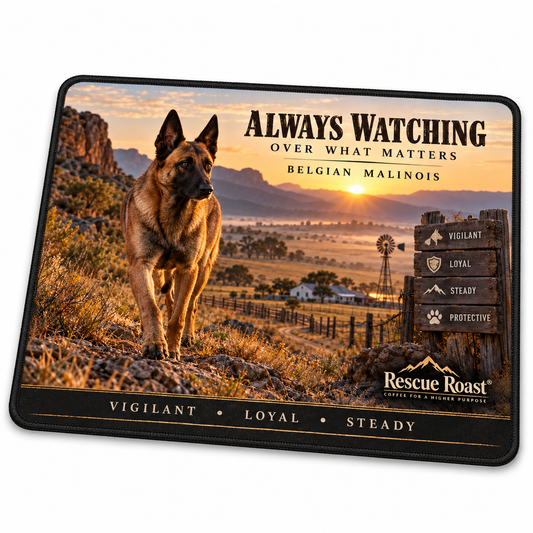 Rescue Roast® Belgian Malinois – Always Watching Mousepad