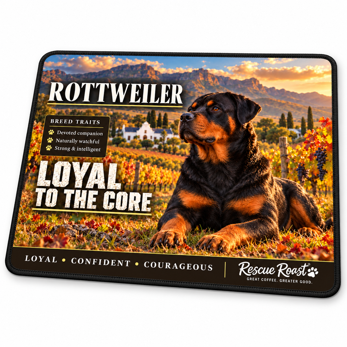 Rescue Roast® Rottweiler – Loyal to the Core Mousepad