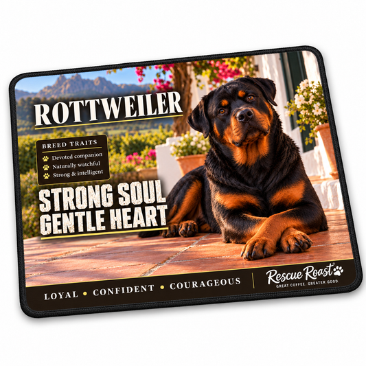 Rescue Roast® Rottweiler – Strong Soul, Gentle Heart Mousepad
