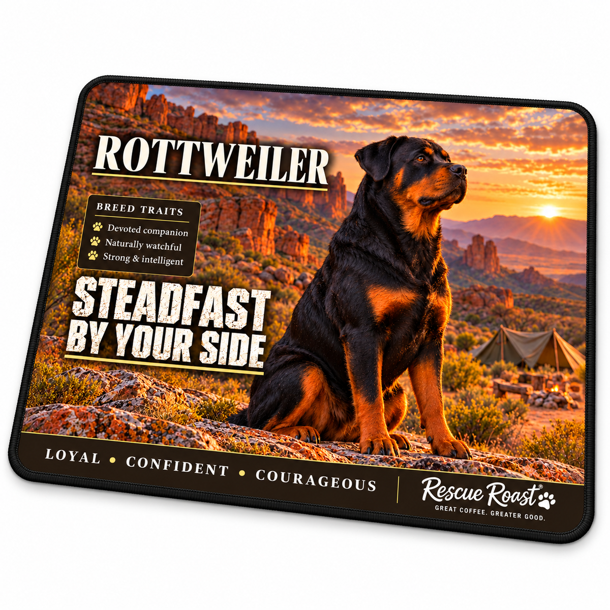 Rescue Roast® Rottweiler – Steadfast by Your Side Mousepad