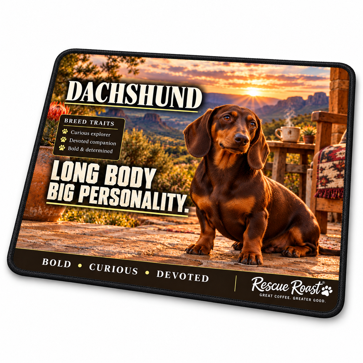 Rescue Roast® Dachshund – Long Body, Big Personality Mousepad