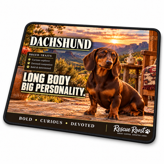 Rescue Roast® Dachshund – Long Body, Big Personality Mousepad