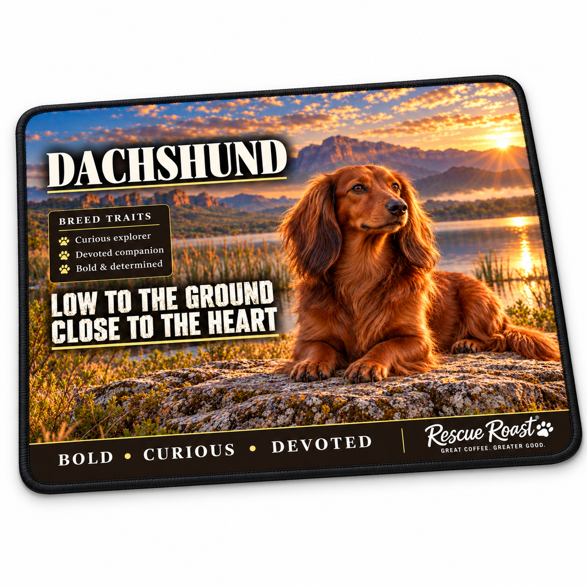 Rescue Roast® Dachshund – Low to the Ground, Close to the Heart Mousepad