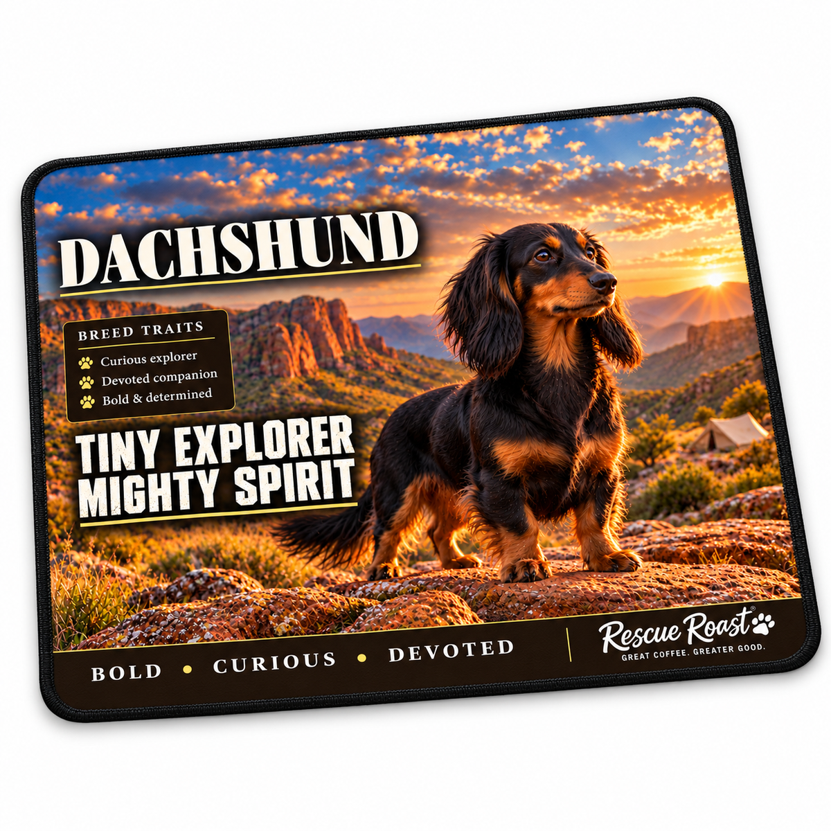 Rescue Roast® Dachshund – Tiny Explorer, Mighty Spirit Mousepad