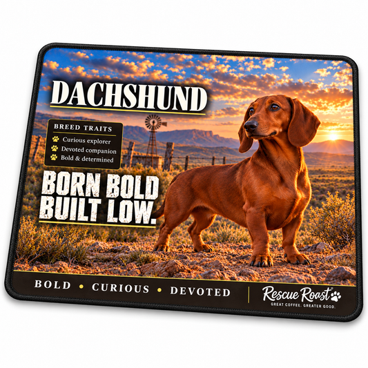 Rescue Roast® Dachshund – Born Bold, Built Low Mousepad